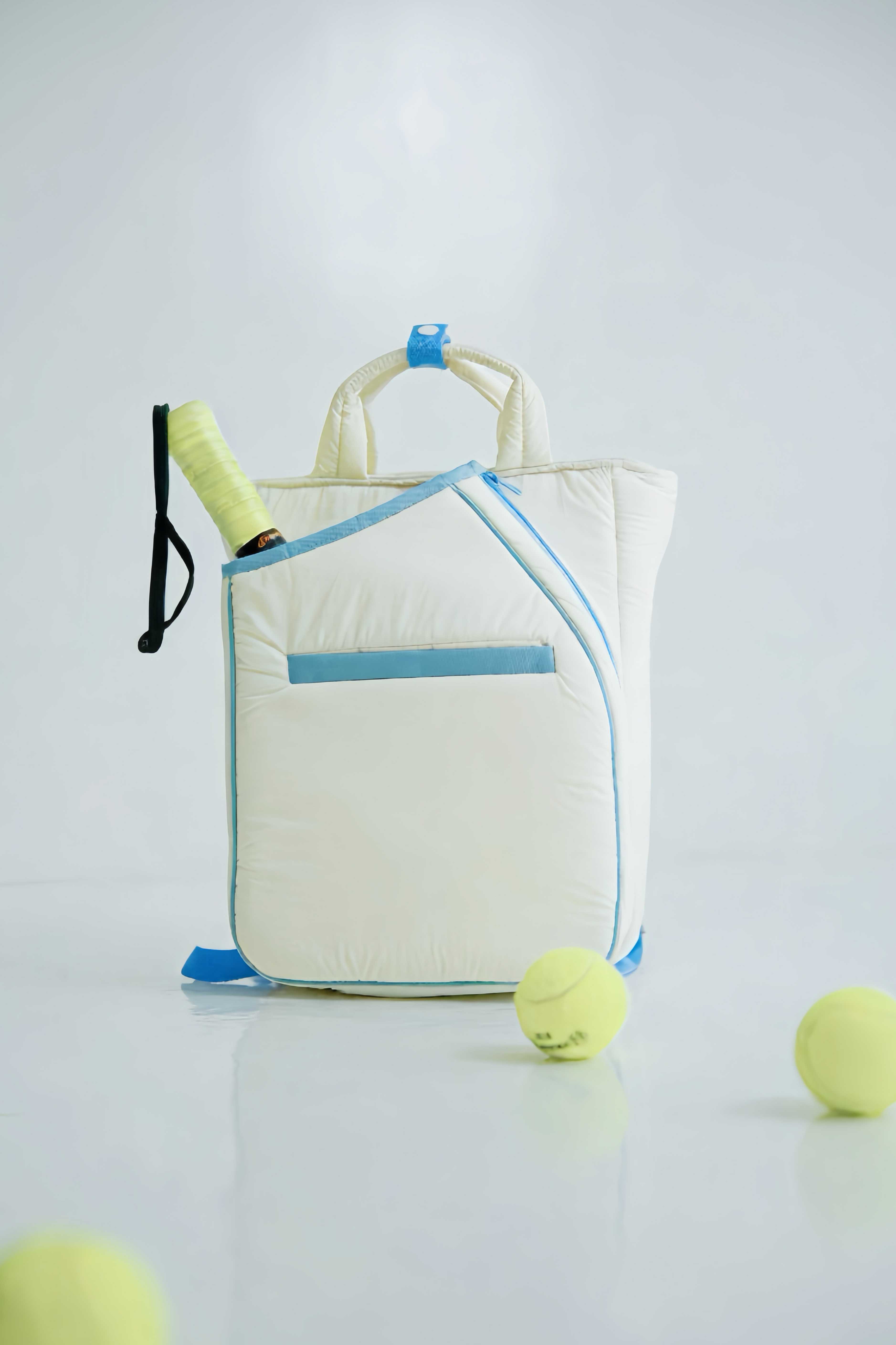 Tas Padel Putih List Baby Blue